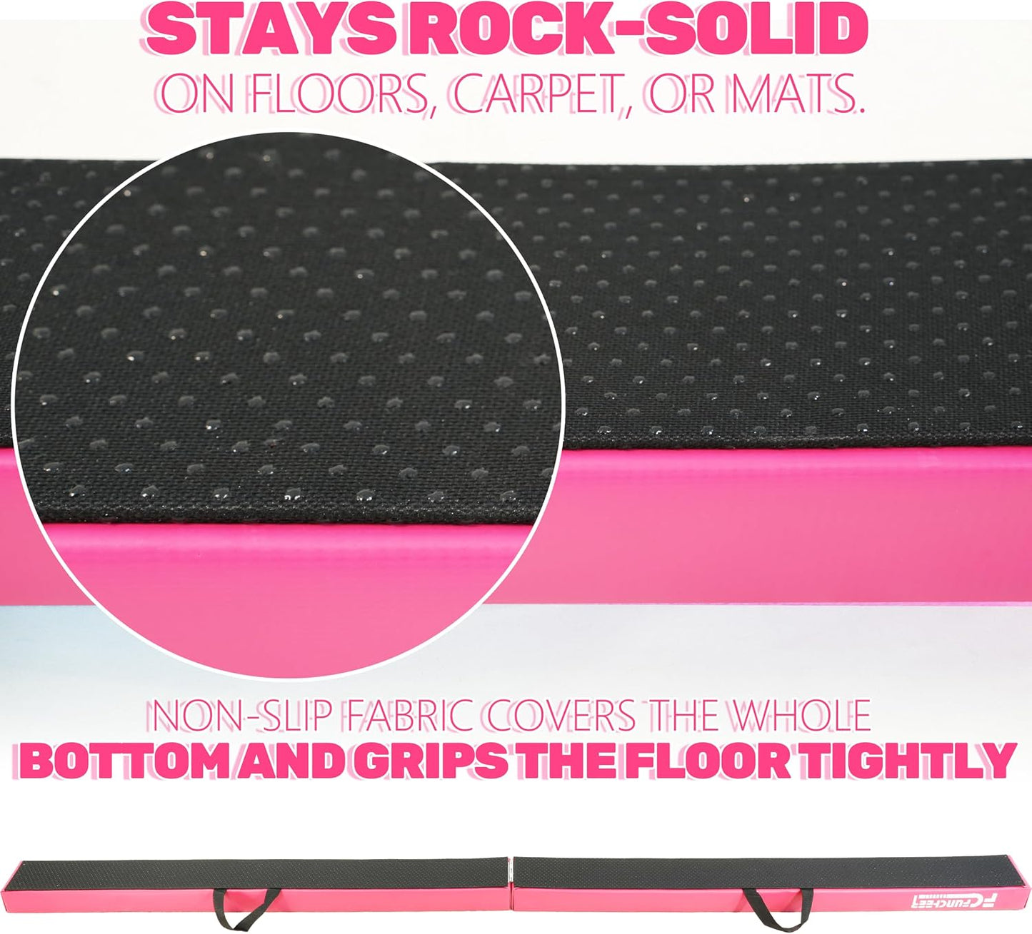 FC FUNCHEER 8FT Folding Balance Beam -Gymnastics Floor Beam -Gymnastics Equipment for Kids,Wood core- Anti-Slip Bottom and Carrying Bag for Home