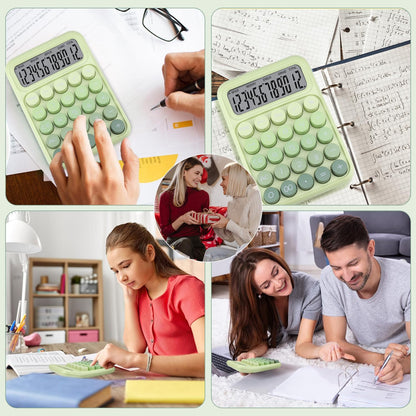 Mechanical Switch Calculator with Big Buttons, 12 Digits, Large LCD Display, Cute Pink Desktop Calculator, Aesthetic School Supplies for Office, School, Home & Business Use, Automatic Sleep (Green)
