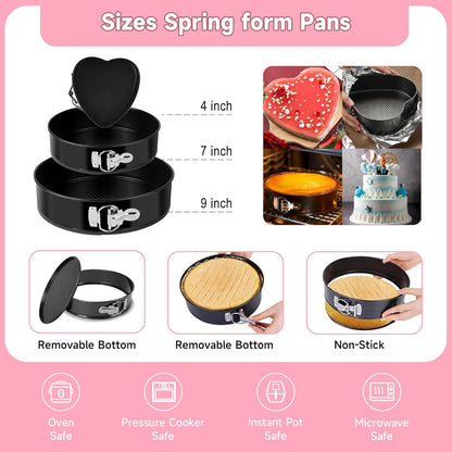 Cake Decorating Kit - Cake Turntable for Decorating with Baking Springform Pans, Cake Leveler, Numbered Piping Tips, 2 Spatulas, Baking Supplies Tools