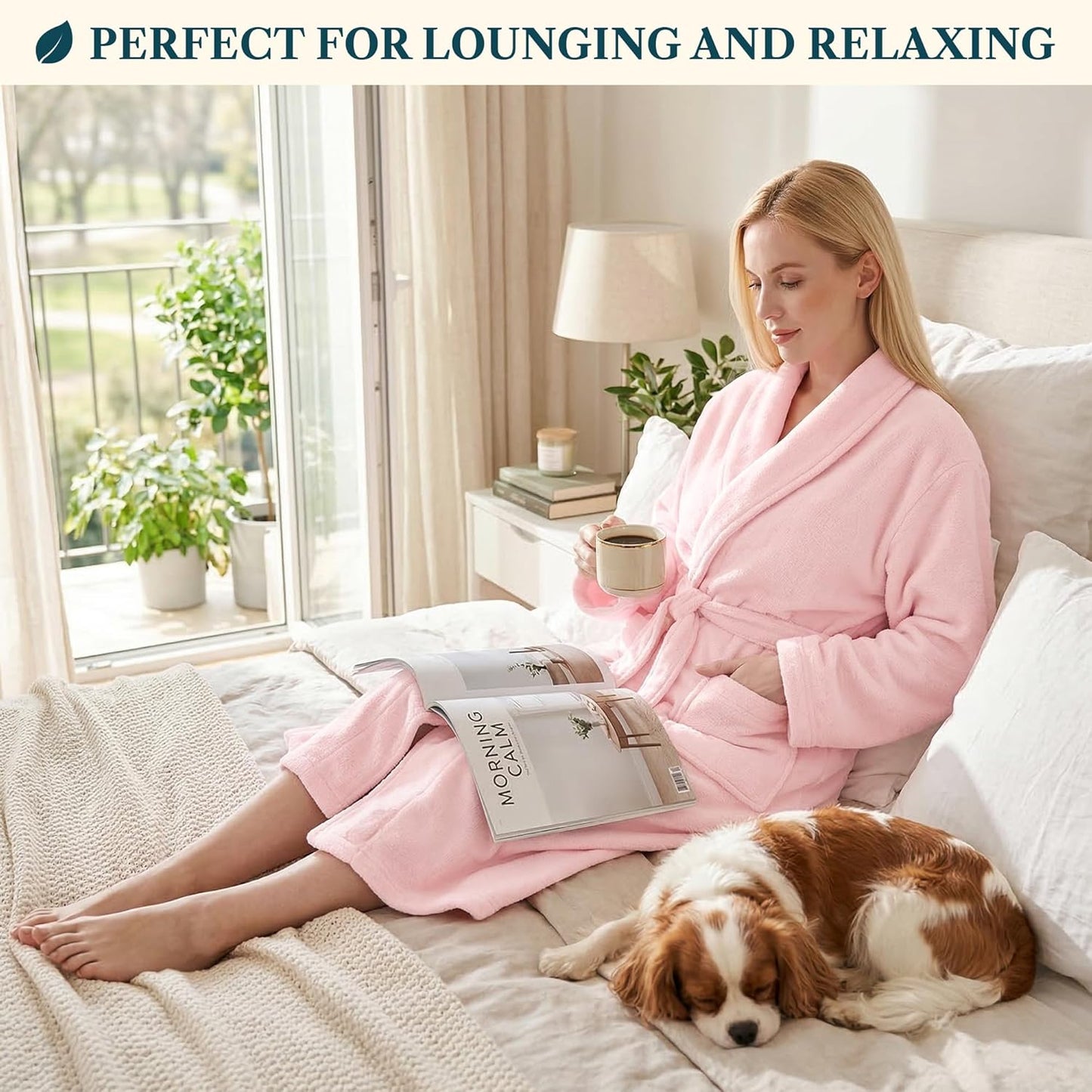 PAVILIA Womens Robe Fleece Plush Soft, Fluffy Fuzzy Cozy Warm Bathrobe, Shower Spa House Long Robe for Women