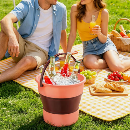 Collapsible Bucket 4.5 Gallon/17L Large Plastic Household Cleaning Mop Buckets Foldable Water Bucket for Car Wash Fishing Camping Beach (Pink-Large)
