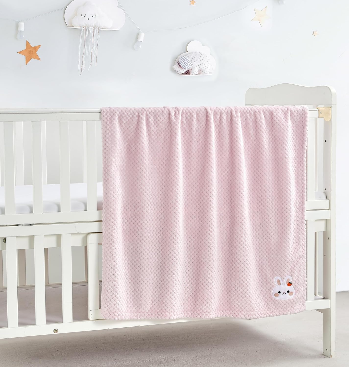 CREVENT 30''X40'' Cute Cozy Fluffy Warm Baby Blanket for Girls Infants Toddlers' Bedding Crib Cot Stroller, Baby Shower Birthday Newborn's Gift Pink- Bunny