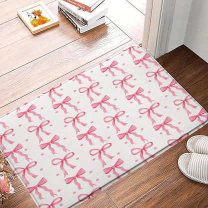 Cute Bow Bath Mat Pink Bownot Aesthetic Modern Bathroom Mat Rug Memory Foam Doormat，17.8x29.5 Inch