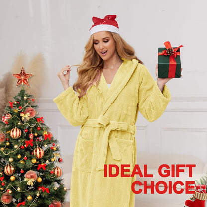 PJGGZ Hooded Bathrobes for Women, Soft Long Towel Robes for Women - Quick Dry yet Warm
