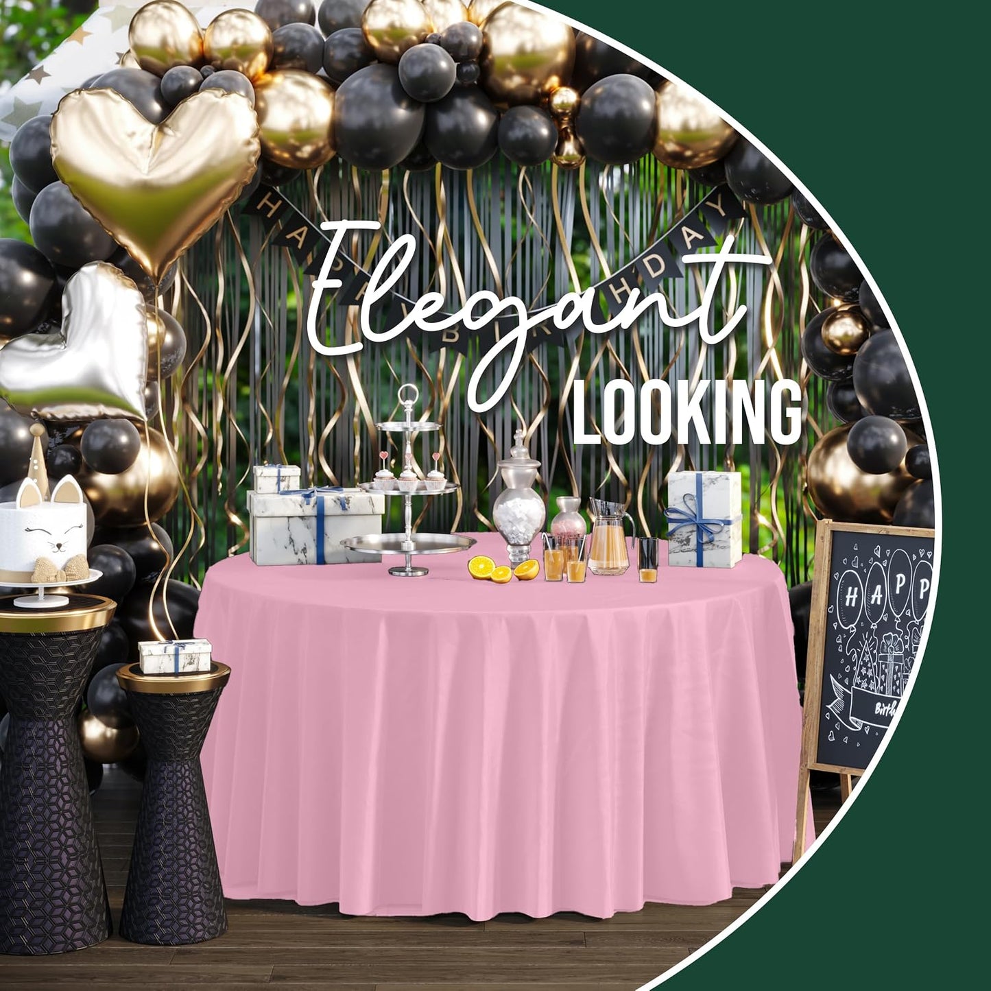 Exquisite Pack of 12 Pink Plastic Table Cloth - Size: 120 Inch Round Disposable Tablecloth for Parties - Ideal for for Birthdays, Parties, Summer & More