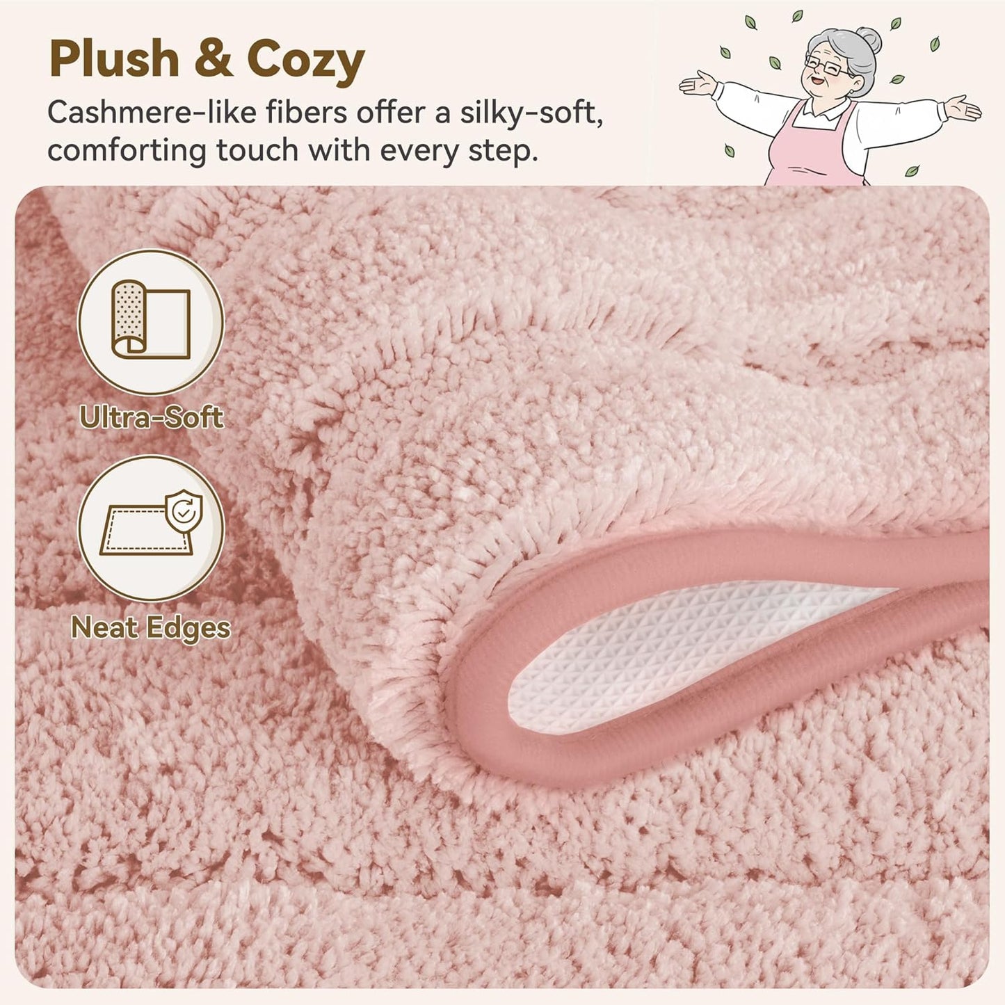 GRANNY SAYS Pink Bathroom Rugs Non Slip Washable, 20x 32, Soft Bath Mats for Bathroom, Microfiber Shag Rug, Absorbent Bath Floor Mat, Small Bath Rug for Shower, Tub