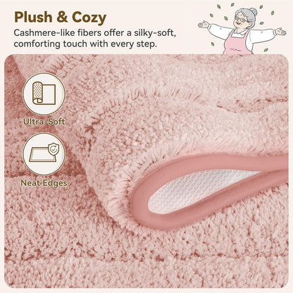 GRANNY SAYS Pink Bathroom Rugs Non Slip Washable, 20x 32, Soft Bath Mats for Bathroom, Microfiber Shag Rug, Absorbent Bath Floor Mat, Small Bath Rug for Shower, Tub