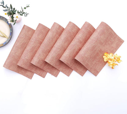 Homaxy Faux Leather Heat Resistant Placemats for Dining Table Set of 6, Waterproof Wipeable Washable PU Table Mats, Easy to Clean Anti-Slip Place Mats, 11.8" x 17", Pink