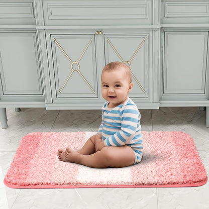 Walensee Bath Rug for Non Slip Bath Mat (20 x 32), Ombre Pink Soft Microfiber Shaggy Water Absorbent Thick Plush Machine Washable Shower Mat