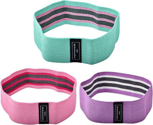 Yoga Stretch Bands Fitness Resistance Bands Set of 3 Lightweight Medium Triple Resistance Green Pink Purple for Sports Workout