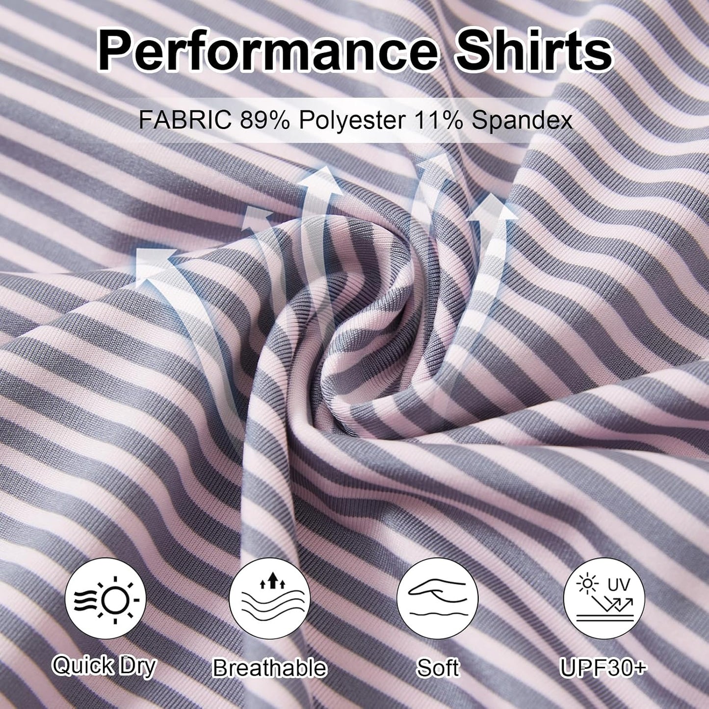 Men's Golf Polo Shirts - Moisture Wicking High Performance Short Sleeve Striped Collared Sports Casual Shirt