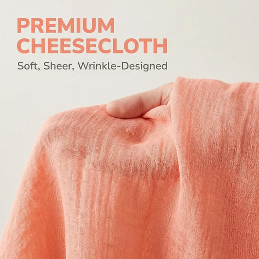 Cheesecloth Table Runner 120-Inch Long - Boho Rustic Gauze Table Runner for Wedding Reception, Bridal Shower, Birthday Party and Farmhouse Decor Spring, Easter and Holidays (Peach)