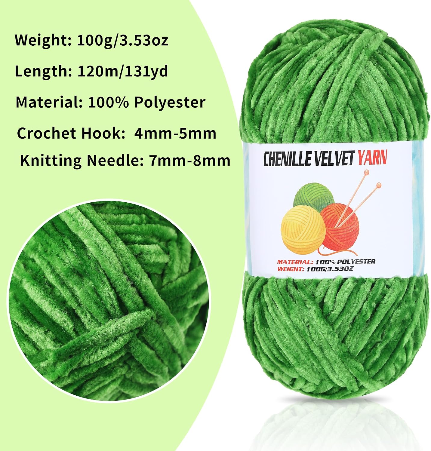 3 * 100g Velvet Chenille Chunky Yarn for Crocheting, Handcrafts Weaving Soft Chenille Yarn for Crocheting Clearance, Used for Making Baby Yarns Blanket, Clothes, Knitting Creations (Peach)