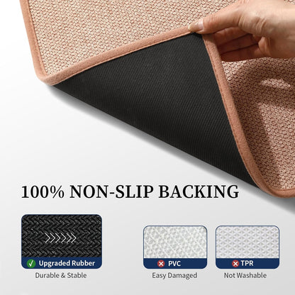 YIHOUSE Pink Bathroom Rugs Sets 2 Piece, Quick Dry Thin Bath Mat with Toilet Rug, Non Slip Absorbent Machine Washable, Bath Rugs for Tub Sink Home Decor (17"x24" + 17.5"x24" U-Shaped)