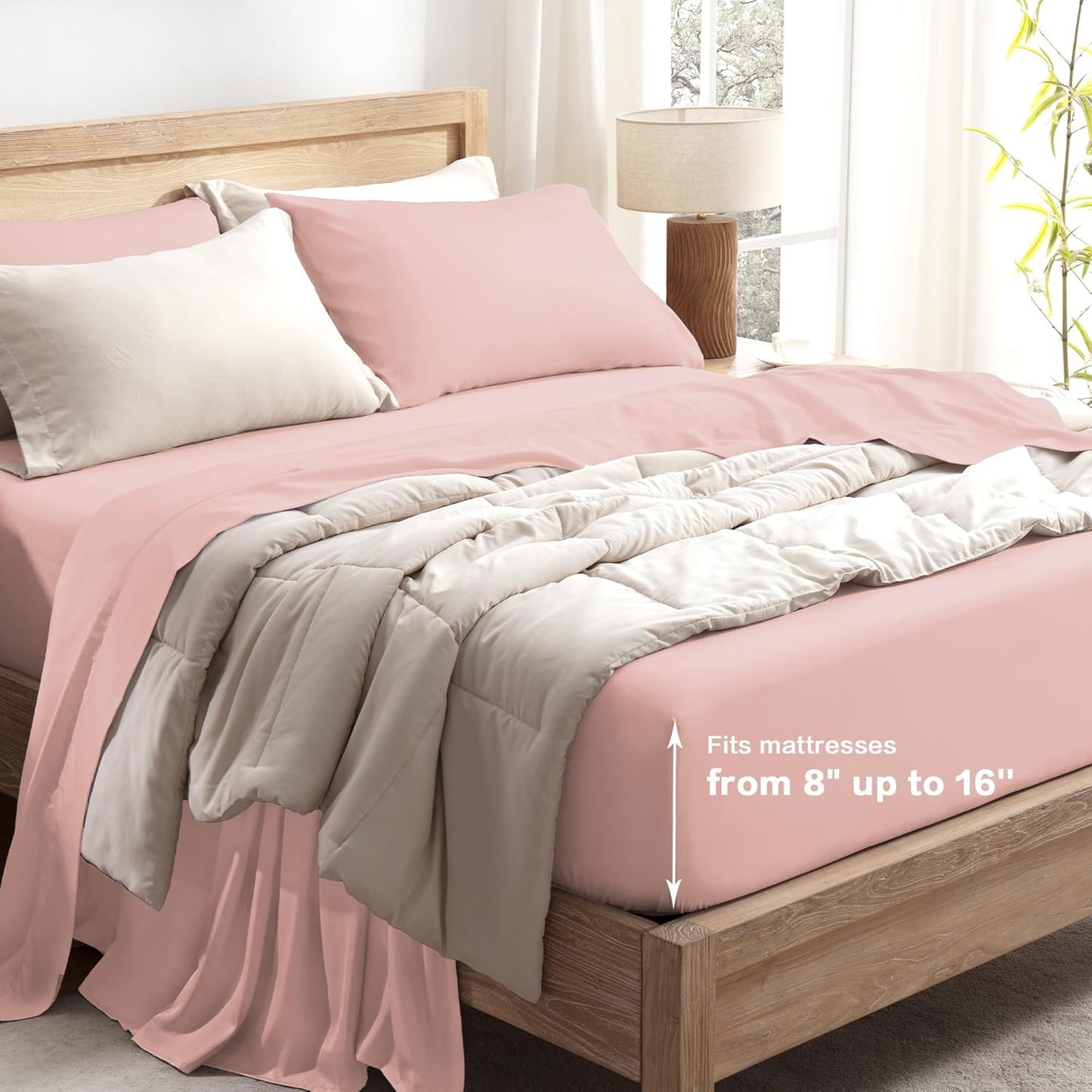 Andency Blush King Size Sheets Set, 100% Viscose Derived from Bamboo, Cooling King Sheets, Deep Pocket Up to 16", Silky Soft Bed Sheets, Hotel Luxury Breathable Bedding Sheets & Pillowcases…