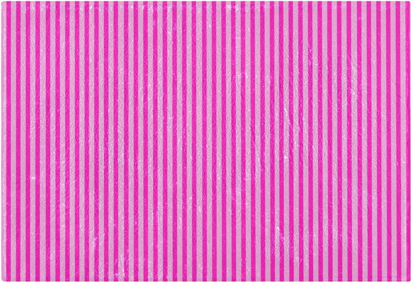 Rose Red Pink Stripes Bathroom Rug, Non Slip Dry Quickly Bath Mat, Absorbent Soft Bath Rug, Home Decor Accessories, 24"x16"