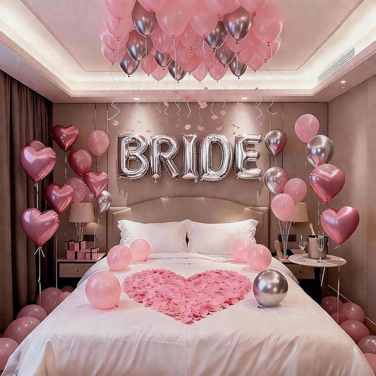 Bride Room Decor Bachelorette, Pink Rose Petals Bride Decorations for Wedding Day and Bachelorette Party Supplies