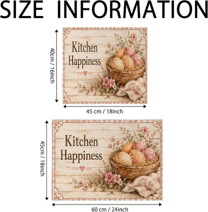 Floral Dish Drying Mats for Kitchen Counter, Peach Absorbent Dish Drainer Mat, Rustic Microfiber Drying Pad for Kitchen Counter Home Decor 16x18 Inch