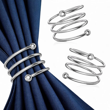 Silver Napkin Rings Set of 8 – Elegant Napkin Ring Holders, Sturdy Metal Holiday Table Decor for Weddings, Parties and Family Dinners, Great Kitchen Gifts Idea, Graduation Table Decorations for Events