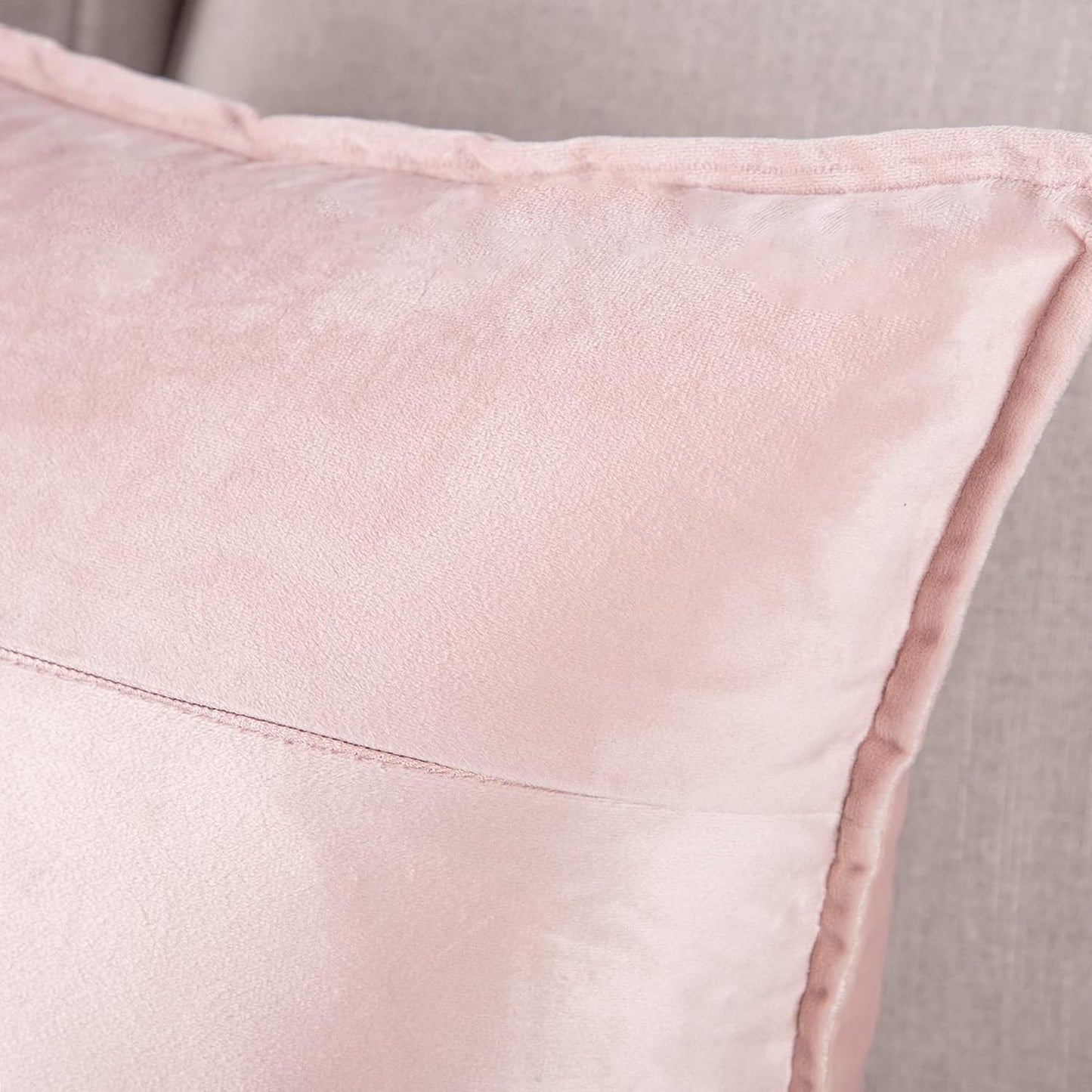 MADIZZ Set of 2 Super Soft Velvet Decorative Throw Pillow Covers 18x18 inch Light Pink Square with Fringe Luxury Style Cushion Case Pillow Shell for Sofa Bedroom