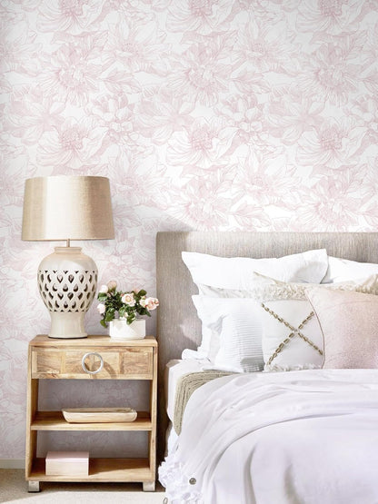 Dimoon 78.7"x17.3" Peel and Stick Wallpaper Floral Contact Paper Boho White Pink Flower Wallpaper Removable Wall Paper Self Adhesive Modern Contactpaper for Cabinets Drawers Bedroom Thicken Vinyl