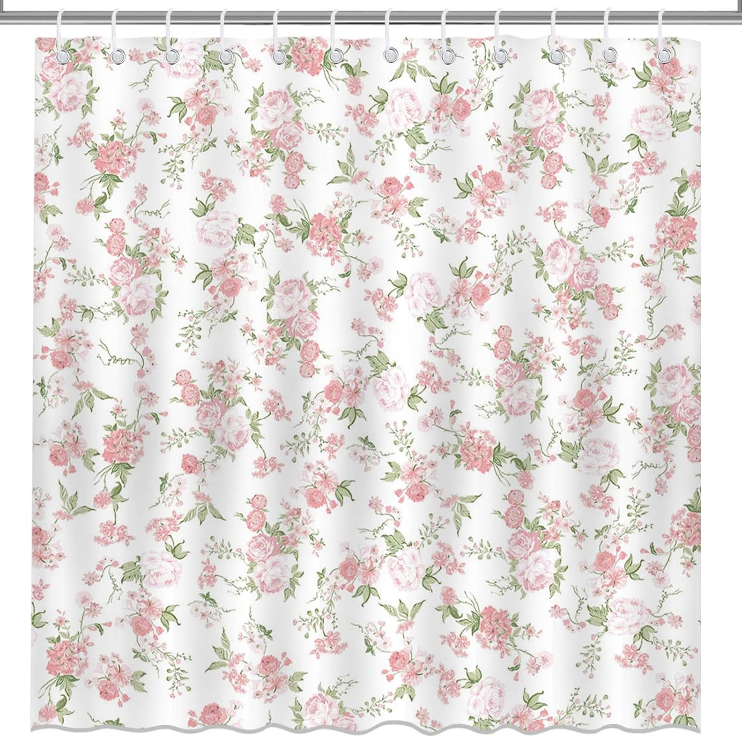 Mocsicka Floral Shower Curtain Pink Flowers Bathroom Shower Curtain Spring Pink Floral Waterproof Fabric Shower Curtains Bathtub Decor with 12 Hooks 72 X 72 Inch (Pink)