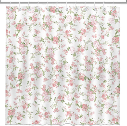 Mocsicka Floral Shower Curtain Pink Flowers Bathroom Shower Curtain Spring Pink Floral Waterproof Fabric Shower Curtains Bathtub Decor with 12 Hooks 72 X 72 Inch (Pink)