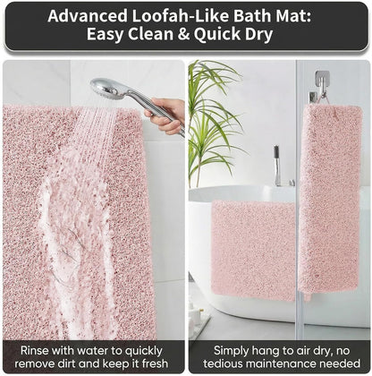 Shower Mat Non Slip, 16 x 24 Inch, Pink Shower Mats for Inside Shower, Soft PVC Loofah Bath Mats for Tub, Quick Drying Easy Cleaning Bathroom Stall Floor Mat Without Suction Cup