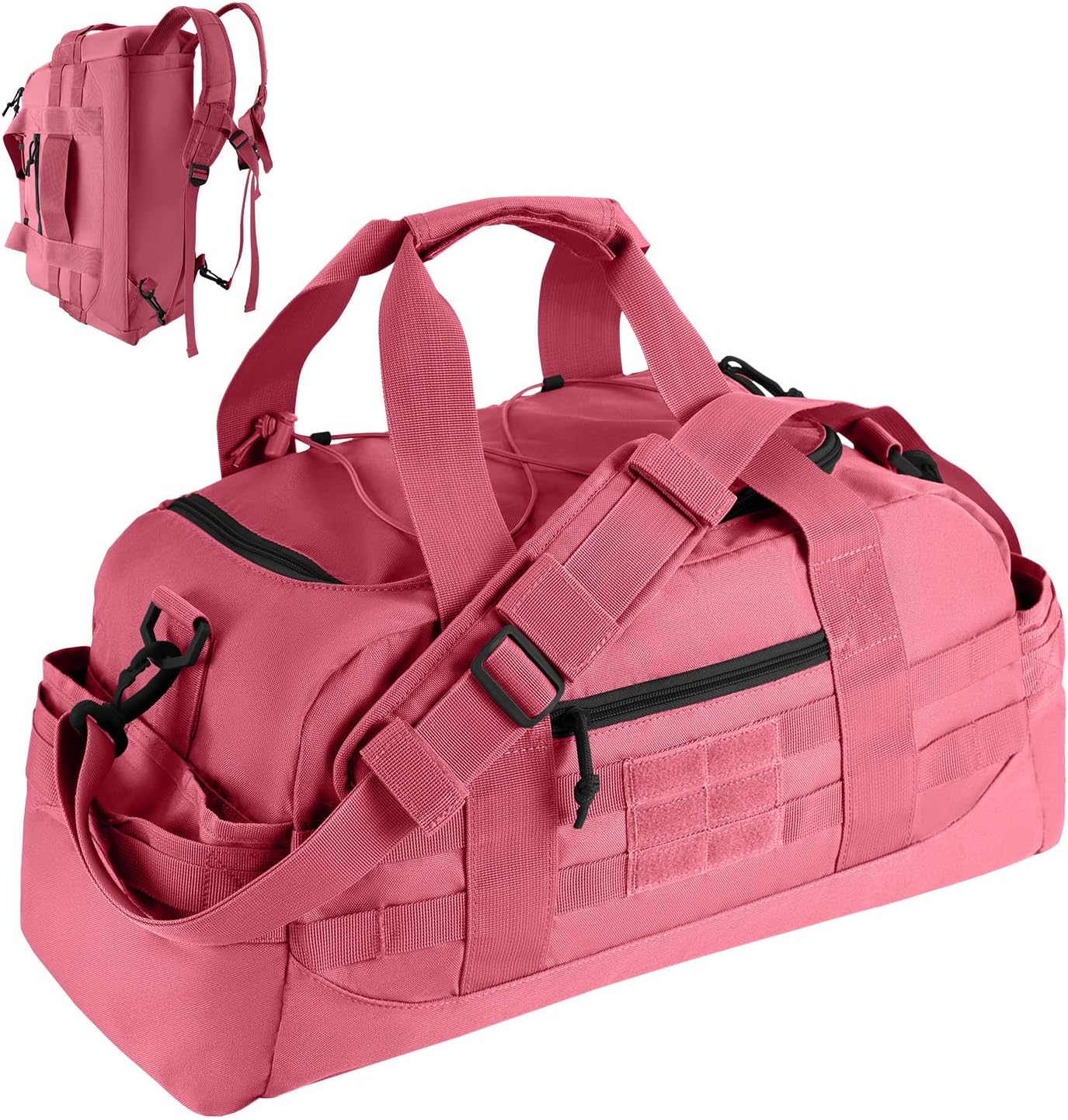 Hannibal Tactical 35L Large Duffle Bag, 3-in-1 Tactical Backpack MOLLE Pack for Sports/Gym/Outdoor, Pink