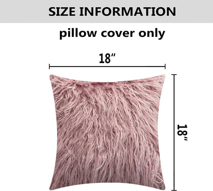 Home Brilliant Dusty Rose Pillow Covers 18x18 Pillows Fluffy Fuzzy Fur Pillow Covers Set of 2 Shaggy Cushion Cover 18 x 18 inch, Dusty Pink