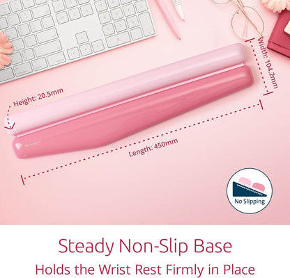 Kensington Duo Gel Mountain Wrist Rest for Keyboard, Wrist Pad for Full Size Keyboard, Ergonomic Wrist Pad for Computer, Non-Skid Computer Pad with Wrist Support, Pink K62677WW, 17.7" x 4.1"x 0.8”