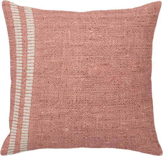 Peach Pink Texture Pillow Covers 26x26 Inch Decorative Throw Pillow Cover, Country Farmhouse Burlap Stripes Sofa Pillowcases Accent Cushion Case Home Decor Bedroom Living Room