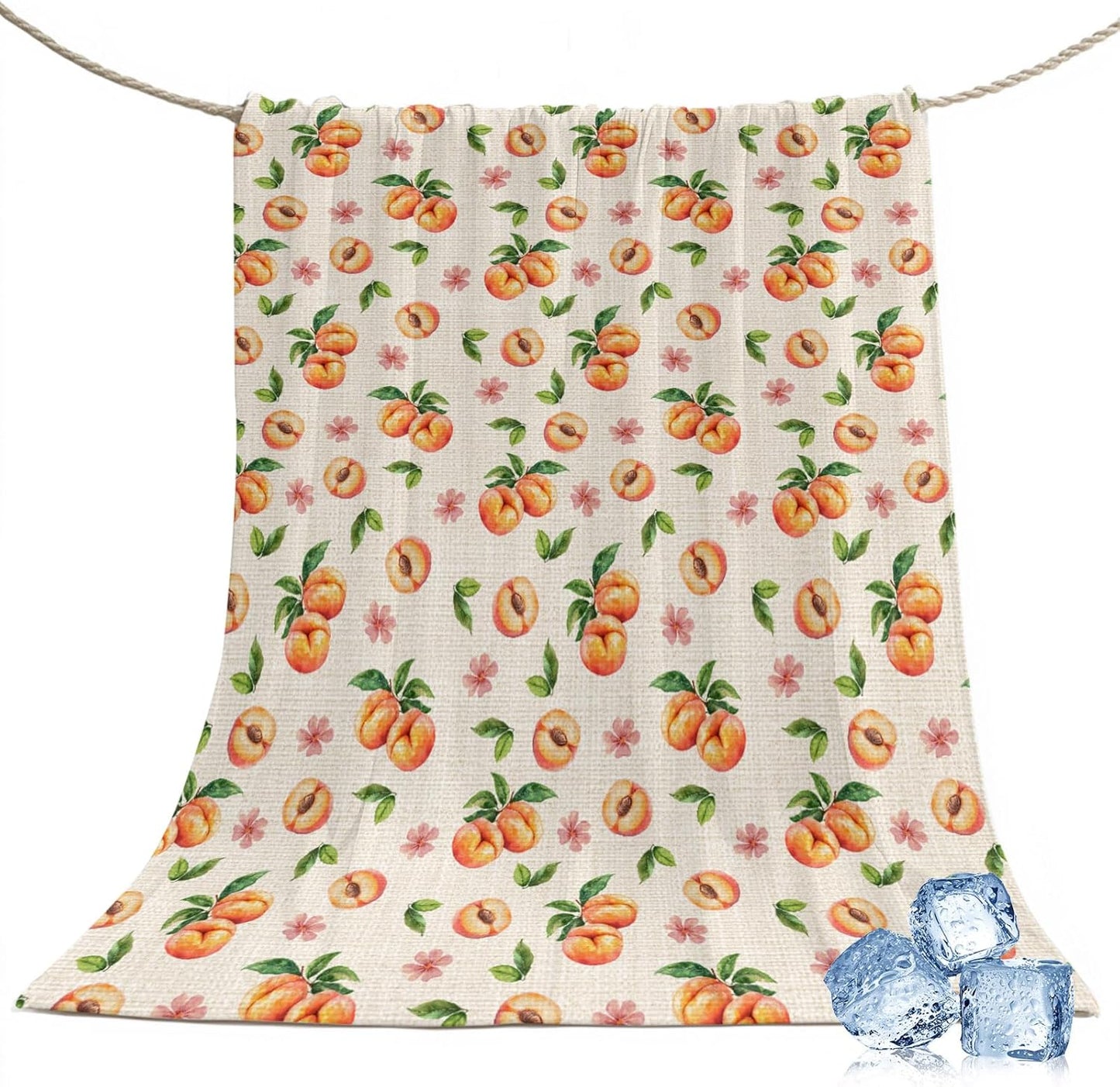 50"x60" Standard Throw Cooling Blanket Peaches Ice Silk Lightweight Breathable Soft Summer Blanket for Hot Sleepers Couch Bed Sofa Camping Flowers Summer Fruit Linen