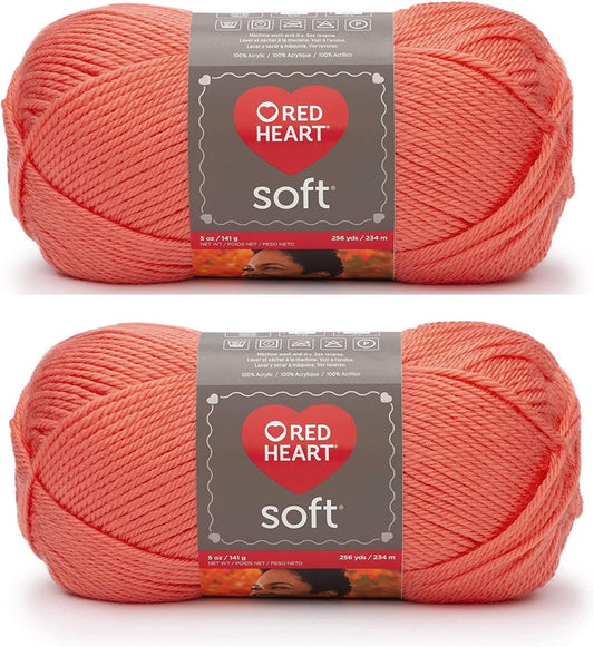Bulk Buy: Red Heart Soft Yarn E728-9779 (2-pack) (Coral)