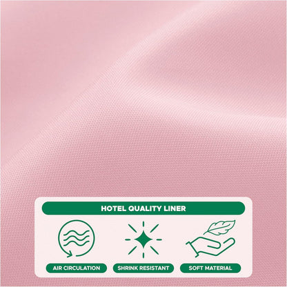 Biscaynebay Hotel Quality Fabric Shower Curtain Liners 72 Inch by 72 Inch, Pink Water Resistant Bathroom Curtains, Rust Resistant Grommets & Weighted Bottom Machine Washable