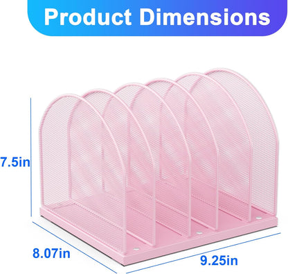gianotter Desktop File Organizer, Desk Organizer with 5 Compartments, Paper Organizer for Desk, Workspace Organizers for Office Supplies (Pink, Upright Style)