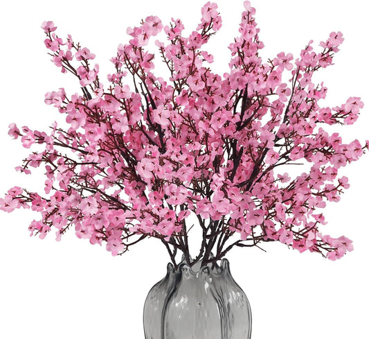6Pcs Pink Babys Breath Artificial Flowers Real Touch Pink Babys Breath Fake Gypsophila Bouquet for Wedding Bouquet DIY Flower Arrangement Home Decor