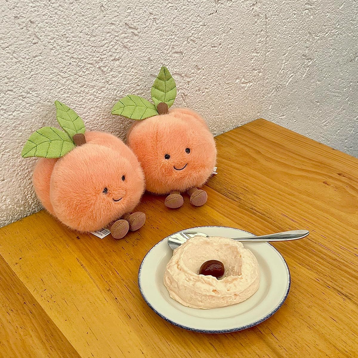 Peach Plush Toy, 4.7" Funny Fruit Plushies, Soft Food Stuffed Animals Kawaii Birthday Gifts for Teen Boys
