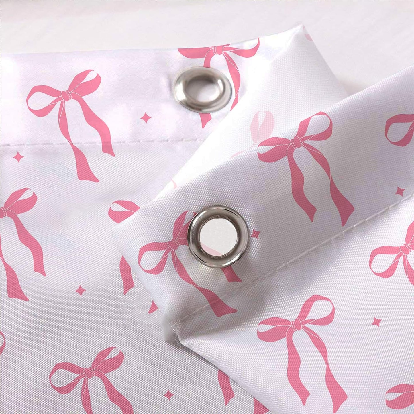 Pink Bow Shower Curtain Ribbon Bowknot,Woman Teenage Girl Fabric Shower Curtains for Bathroom Decor 72x74 Inch
