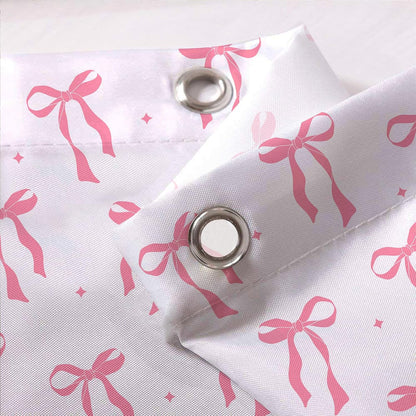 Pink Bow Shower Curtain Ribbon Bowknot,Woman Teenage Girl Fabric Shower Curtains for Bathroom Decor 72x74 Inch