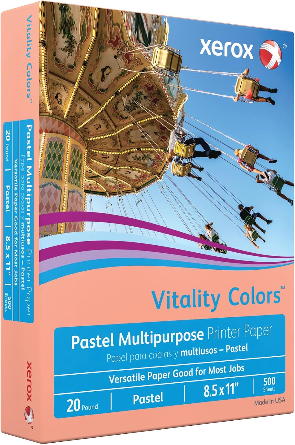 Xerox® Vitality Colors™ Multi-Use Printer & Copy Paper, 1 Ream, Salmon, Letter (8.5" x 11"), 500 Sheets Per Ream, 20 Lb,