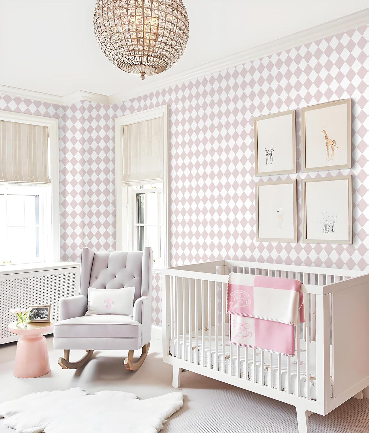 Safiyya Pink Wallpaper Geometric Checkered Peel and Stick Wallpaper Self Adhesive Removable Contact Paper Pink Check Wall Paper for Bedroom Nursery Room Cabinet 78.7"x 17.3"