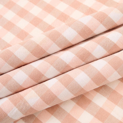 13" x 72" Plaid Gingham Ruffle Table Runner, Pinkish Brown Cotton Checkered Table Runner for Farmhouse, Party, Kitchen Decor
