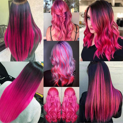 Pink Hair Extensions Clip in 10 Pieces Synthetic