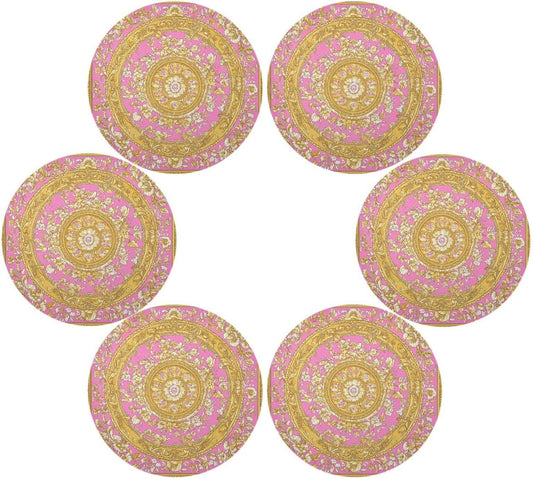 Retro Flower Pattern Gold and Peach Round placemats Cloth Reusable Place mats Washable placemats for Dining Table placemats for Dining Table Farmhouse placemats Heat Resistant Waterproof
