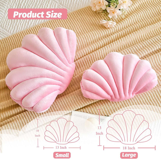 Lfsaaj Pink Seashell Throw Pillows, Shell Shaped Throw Pillows, 13 Inch Soft Velvet Home Decorative Pillow Plush Cushion for Bed Couch Living Sofa Room Decor Accent Throw Pillow