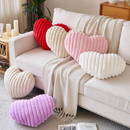 Heart Pillow, Heart Shaped Pillow with Soft Plush for Couch Bed, Decorative Throw Pillows for Bedroom Livingroom, Cozy Heart Pillows Home Decor Pillow Cushion (Pink, Large 19.6" x 15.7")