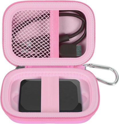 ANKHOH Carrying Case Compatible with Crucial X10/ X9 Pro 4TB/ 2TB/ 1TB Portable SSD, External Solid State Drive Hard Storage Holder Bag Fits for USB-C Cable (Box Only) (Pink)
