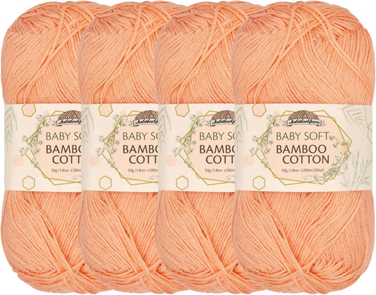 JubileeYarn Baby Soft Bamboo Cotton Yarn - 50g/Skein - Peach Cobbler - 4 Skeins