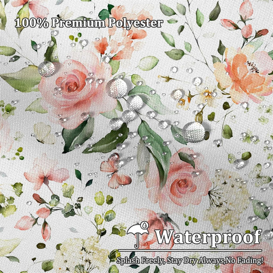 Renaiss 72 x 72 Inch Pink Floral Shower Curtains for Bathroom Watercolor Flower Leaf Shower Curtain Spring Plant Botanical Pretty Bathroom Set Woman Girl Bath Curtain Bathtub Accessories Bath Decor